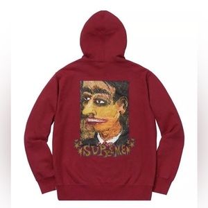 Supreme — Authentic — Portrait Hoodie Cardinal Red Mens — Medium Size
